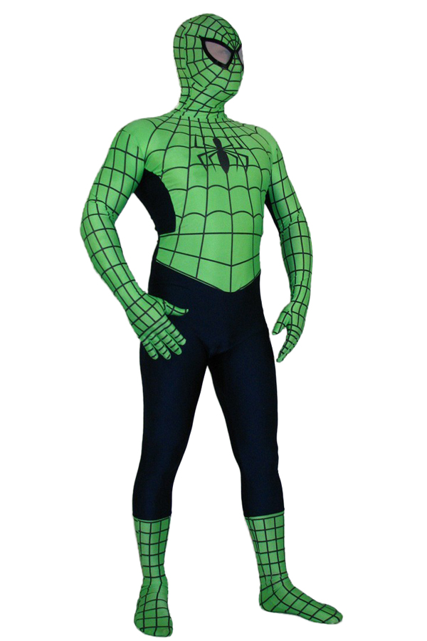 Halloween Costumes Black and Green Spiderman Zentai Suit - Click Image to Close